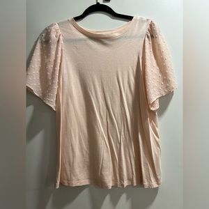 LOFT Dot Sleeve Mixed Media Tee Size Small